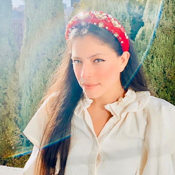 Baroque Velvet Jeweled Headband main image 7